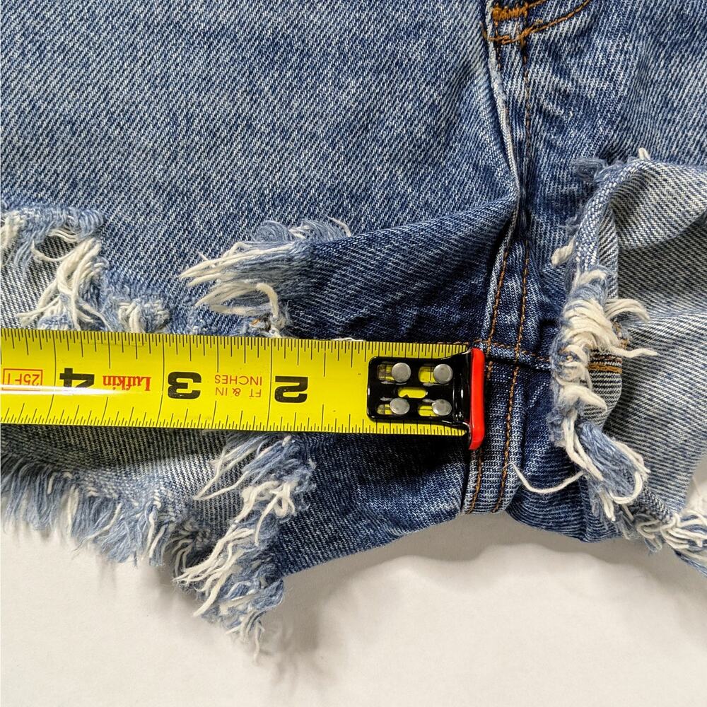 Agolde Parker Shorts 25 Medium Blue 100% Cotton Distressed High Rise - Picture 6 of 8